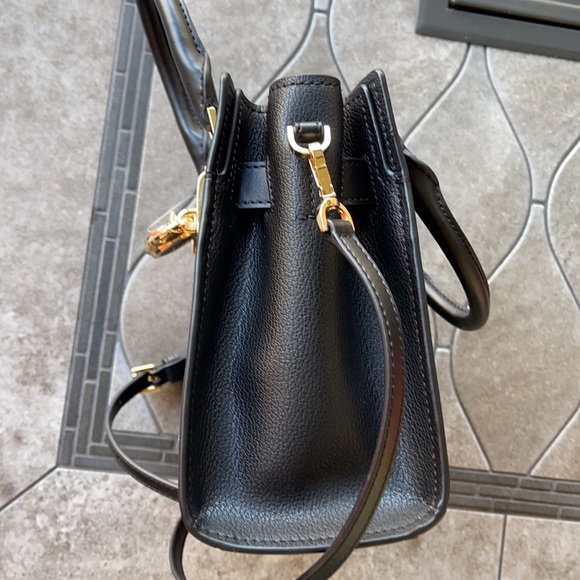 Michael Kors Hamilton Small Satchel Shoulder Leather Bag Black - Picture 5 of 16